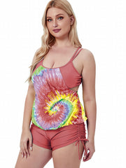 Tie Dye Bikini Set Women's Plus Size Medium Stretch Vacation Beachwear