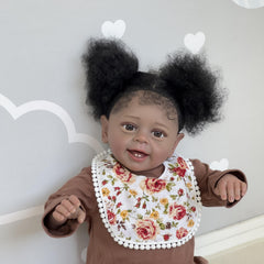 24' Reborn Toddler Yannik Dark Brown Skin Girl Doll