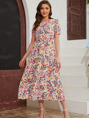 Floral Print Short Sleeve Dress for Spring & Summer