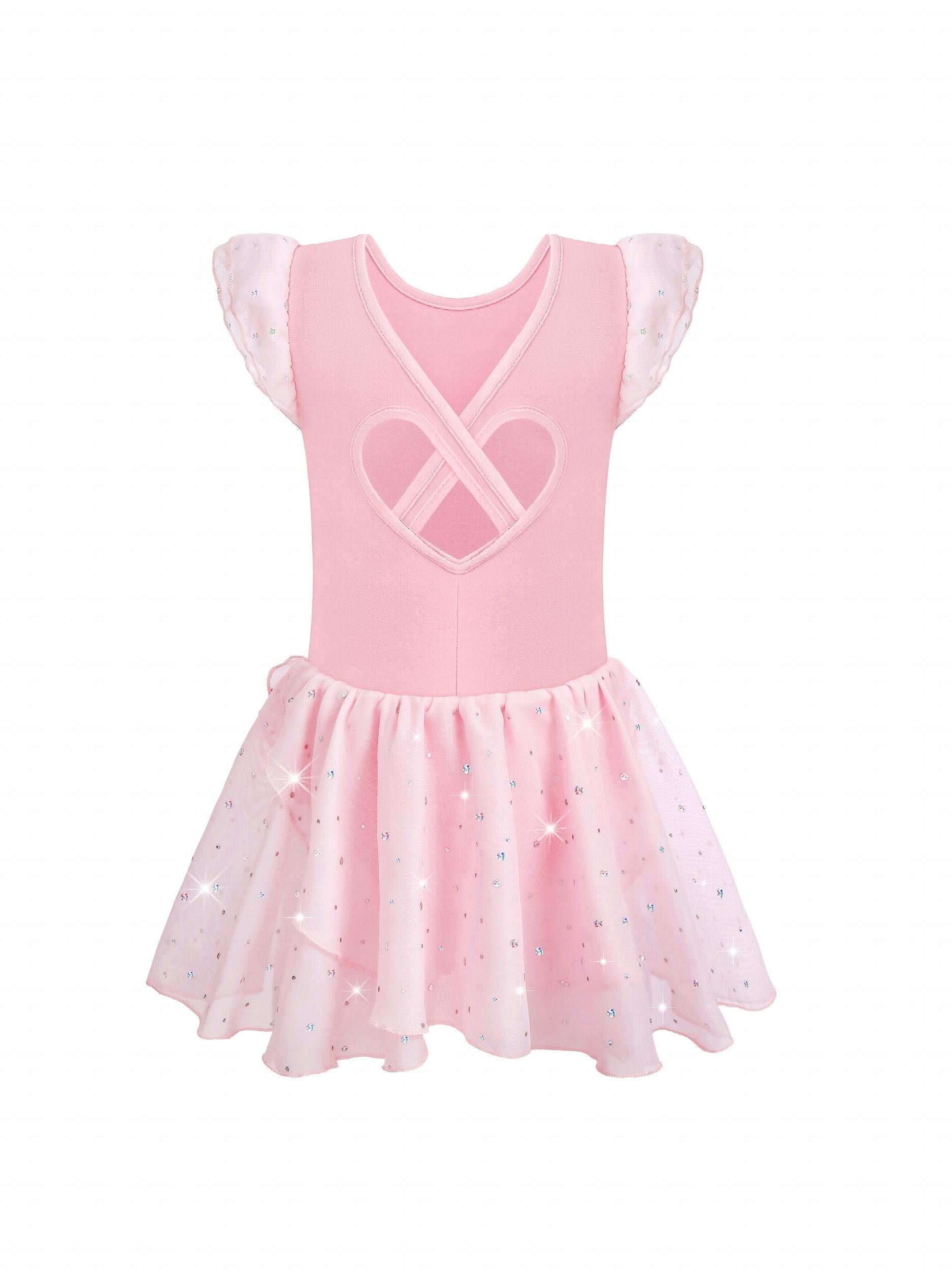Cotton Sequin Ruffle Trim Leotard for Girls