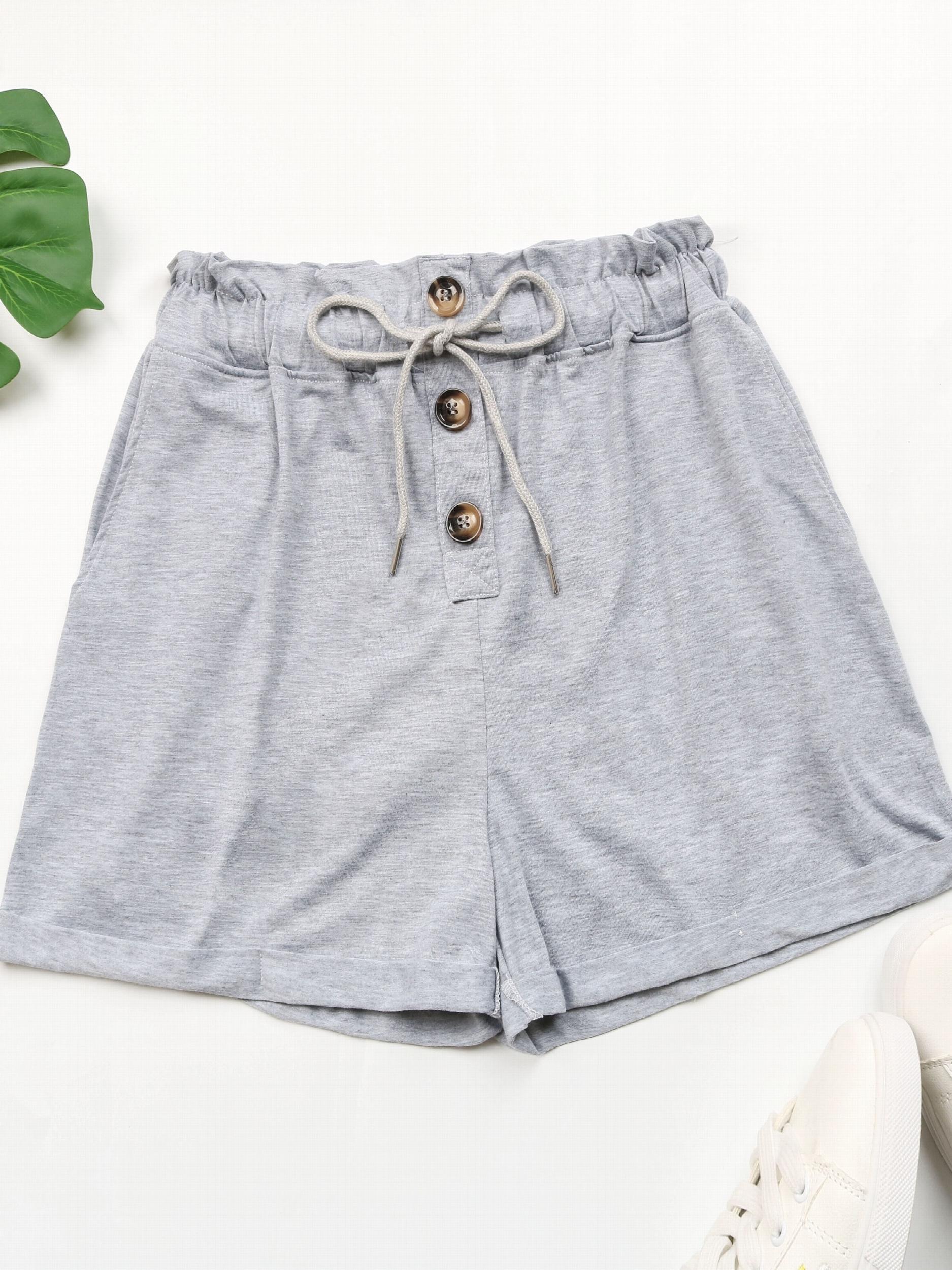 Solid Drawstring Shorts Casual Button Front Shorts For Spring & Summer