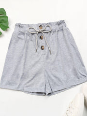 Solid Drawstring Shorts Casual Button Front Shorts For Spring & Summer