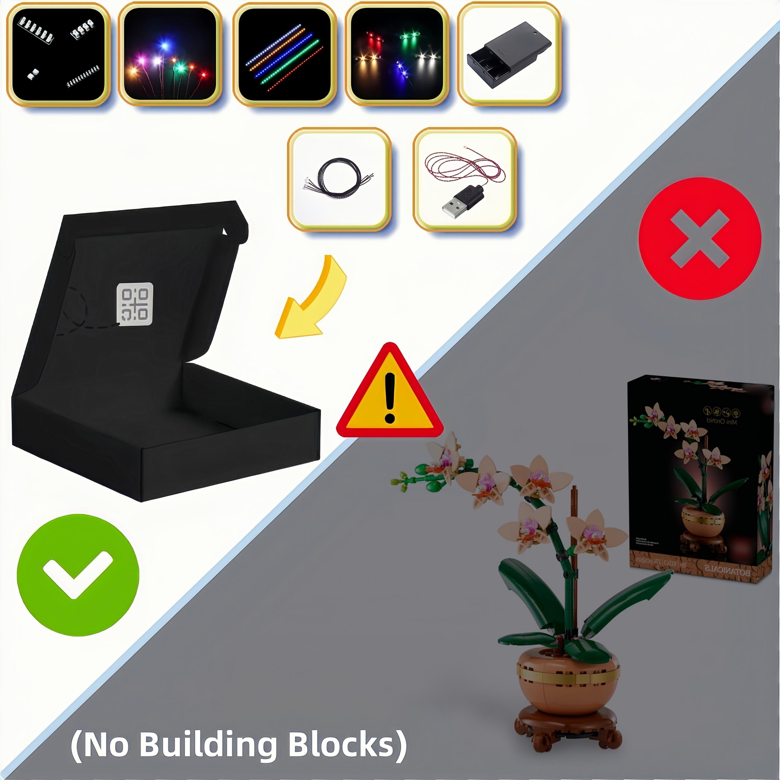 Mini Led Lights for 10343 Orchid Light Building Blocks, No Batteries