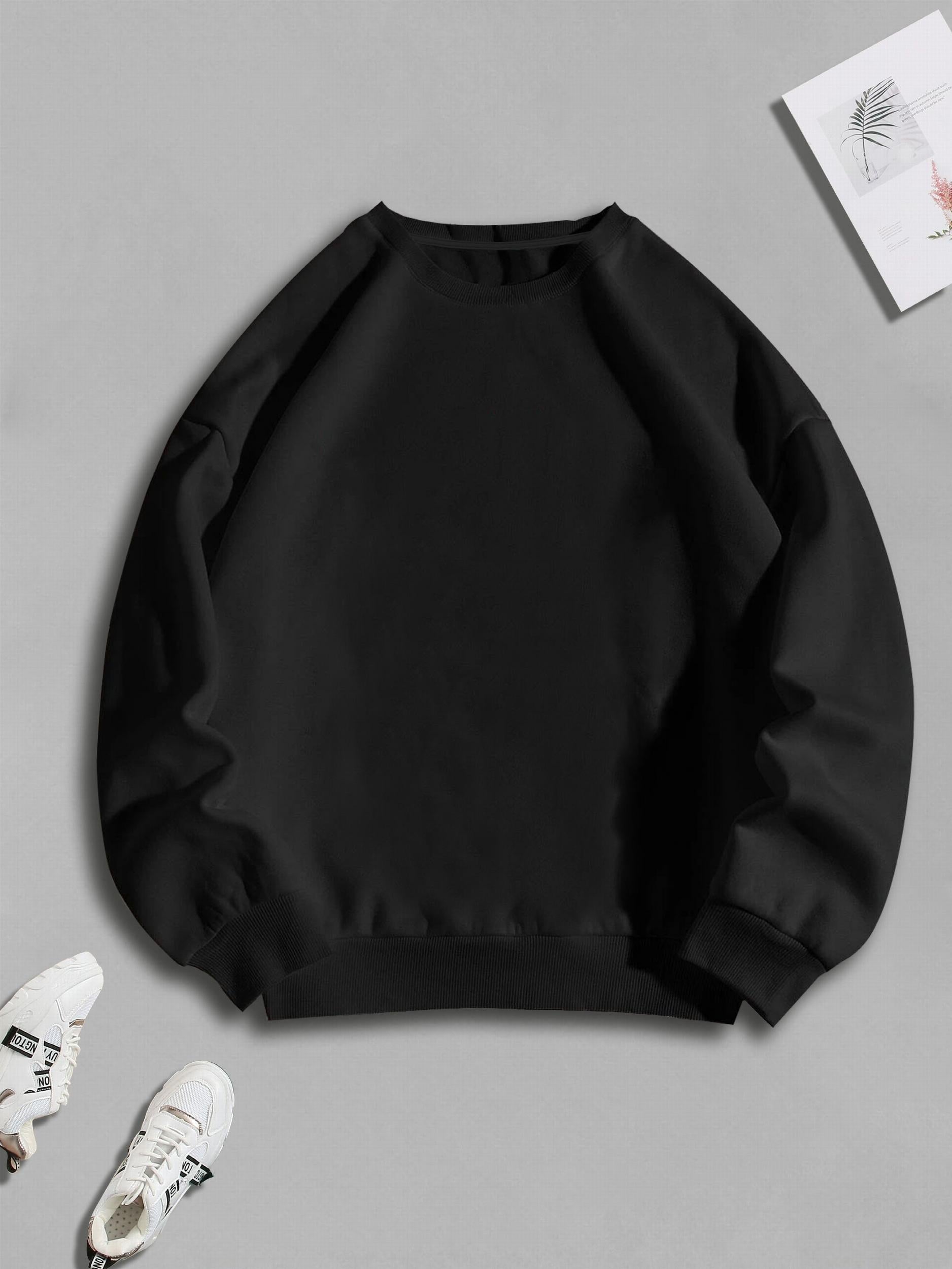Solid Crew Neck Pullover Sweatshirt Casual Long Sleeve Sweatshirt