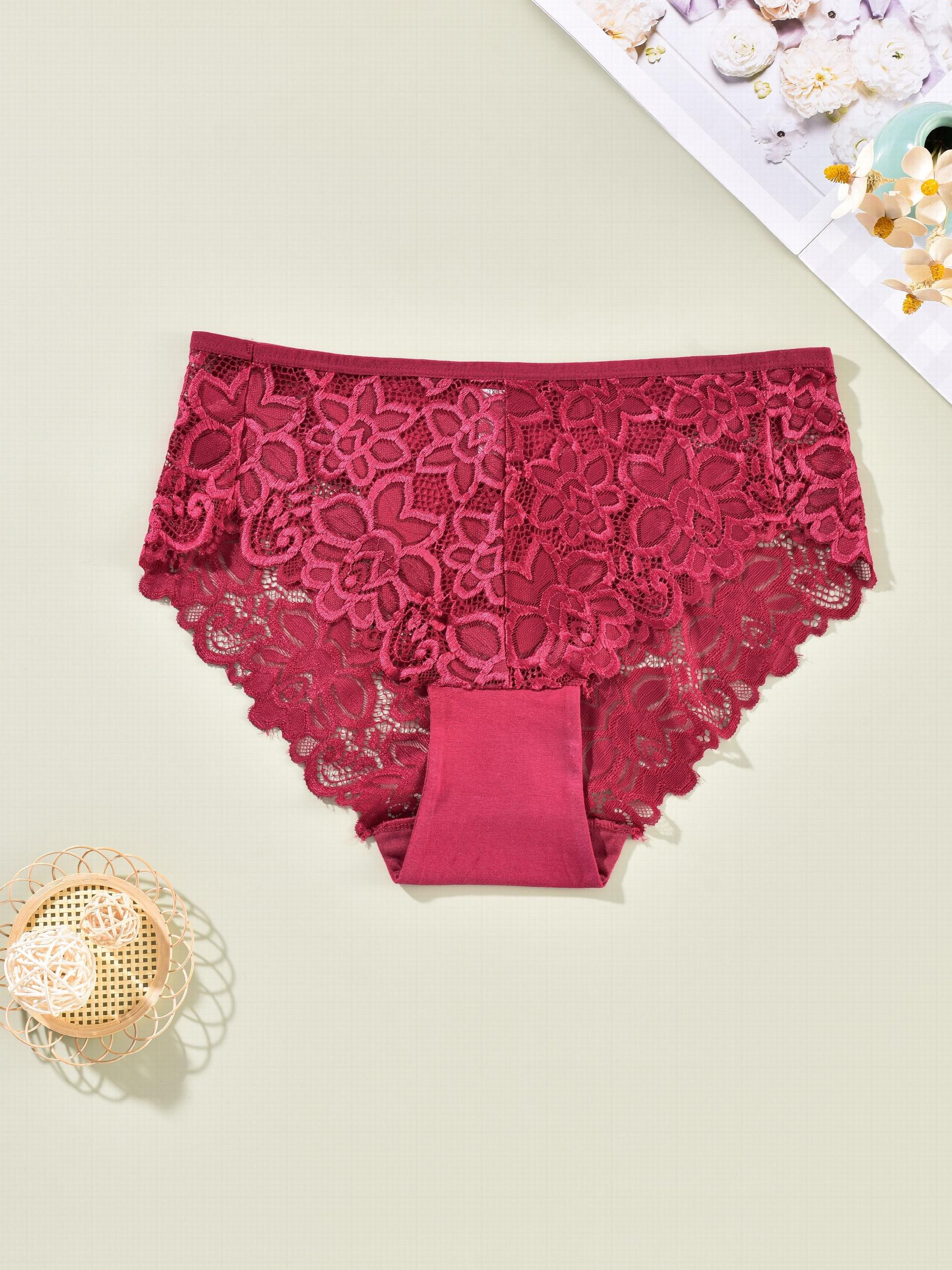3-Pack Women's Plus Floral Lace High Waist Briefs Set