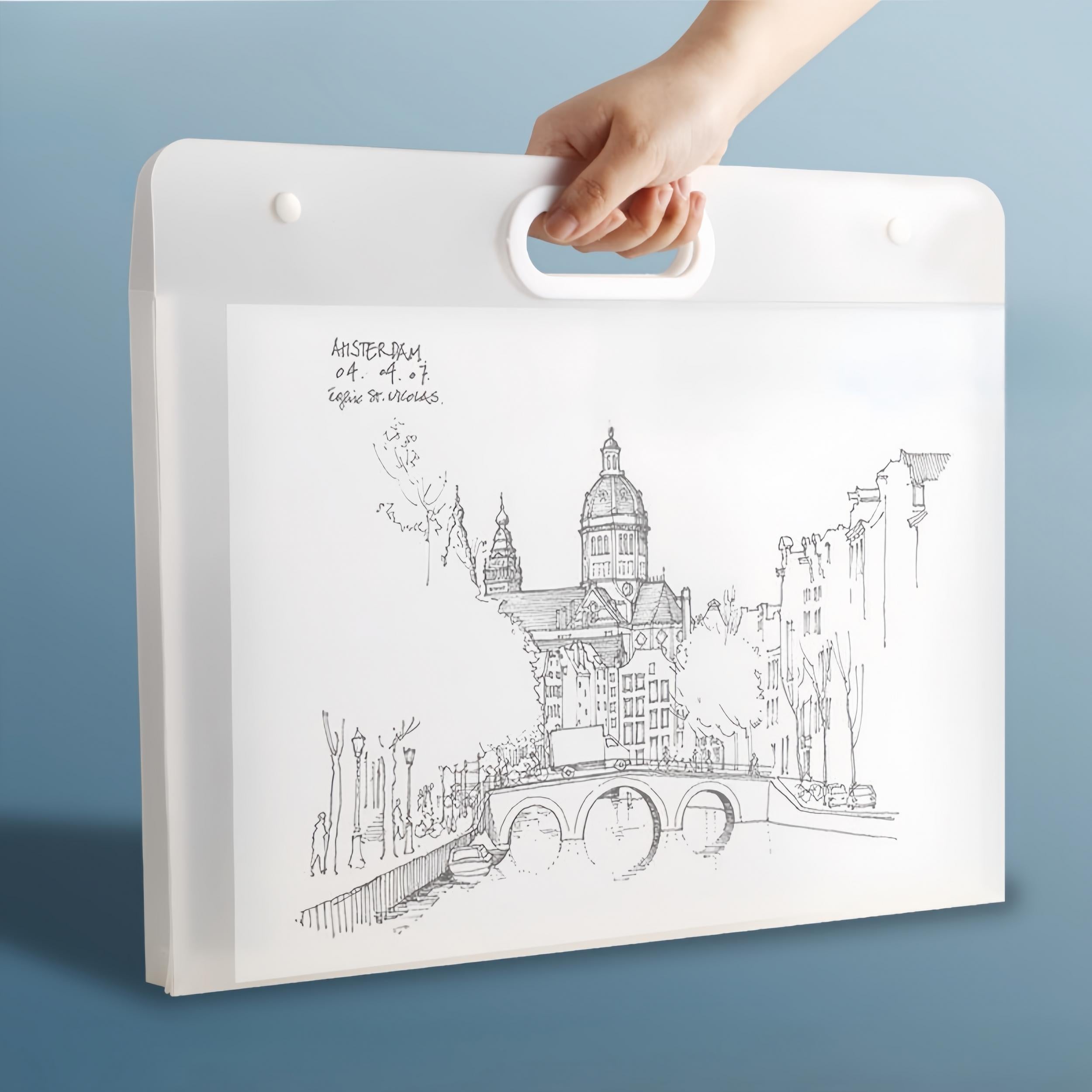 4K Waterproof Drawing Storage Bag Snap Clip Art Sketch Work Collection