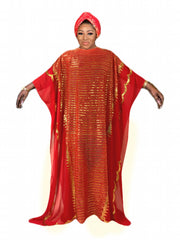 Sequined Bat Sleeve Plus Size Kaftan Dress