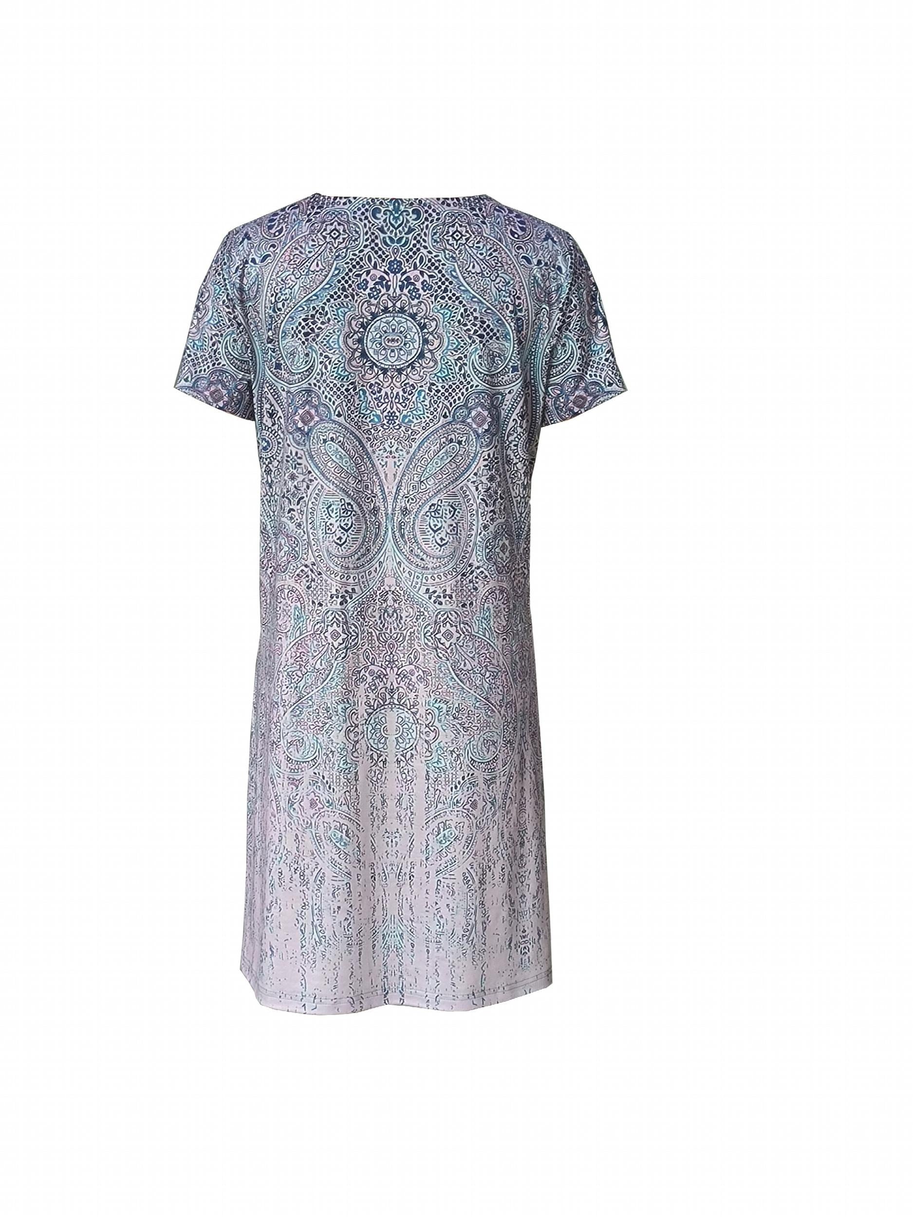Paisley Print Crew Neck Short Sleeve T-shirt Dress