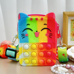 Girls Silicone Cat Messenger Bag Coin Purse Educational Toy Bag