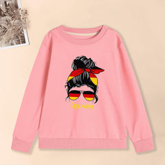 Flag Inspired Portrait Graphic Sweatshirt For Girls