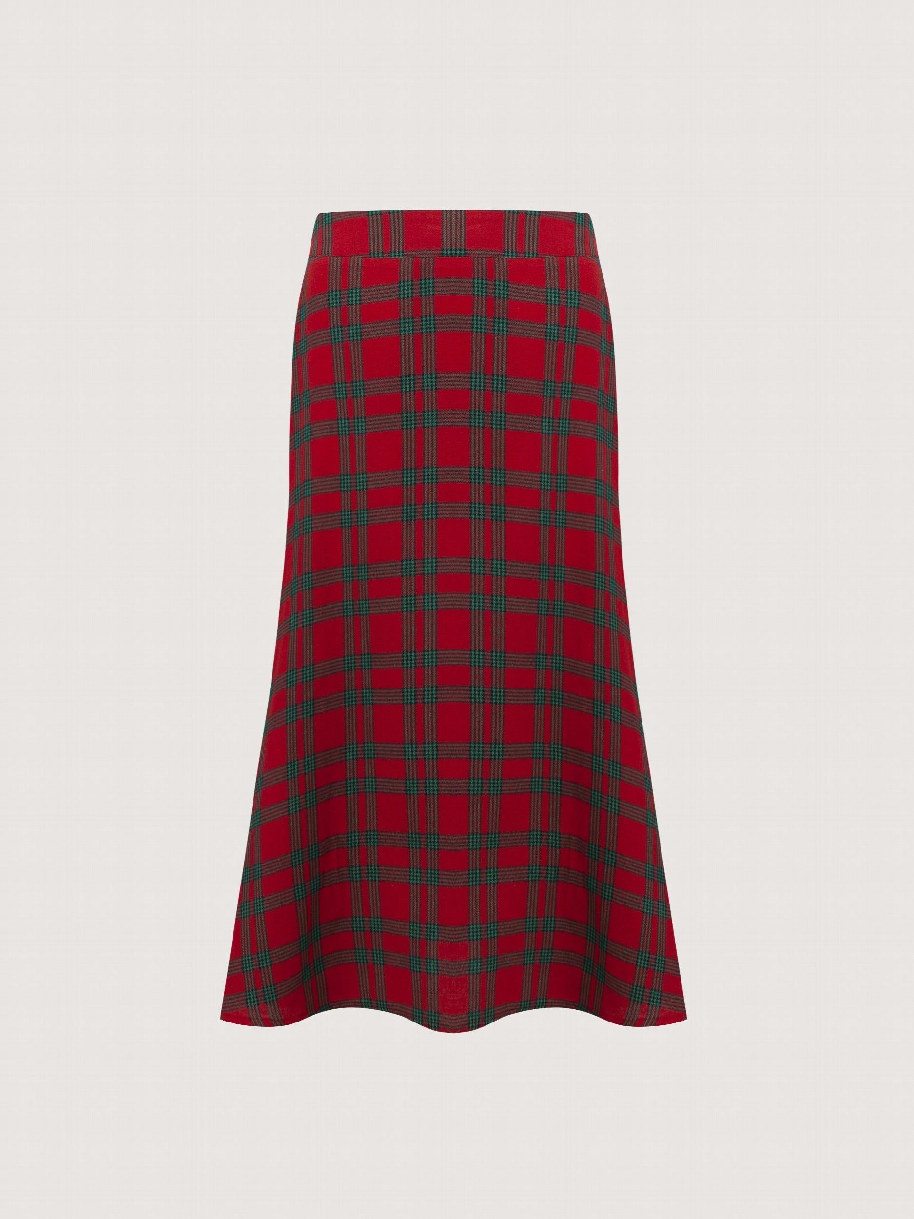 Plaid Pattern Zipper Back Casual Bodycon Skirt