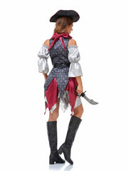 Naughty Pirate Mesh Colorblock Dress Costume