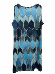 Casual Tank Dress Women's Plus Geometric Print Round Neck Dress