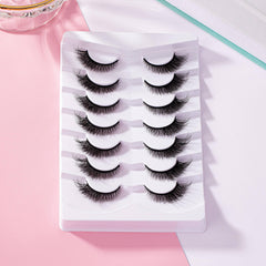 7 Pairs Faux Mink Hair Lashes Cat Eye Fluffy Soft Dramatic Eyelashes