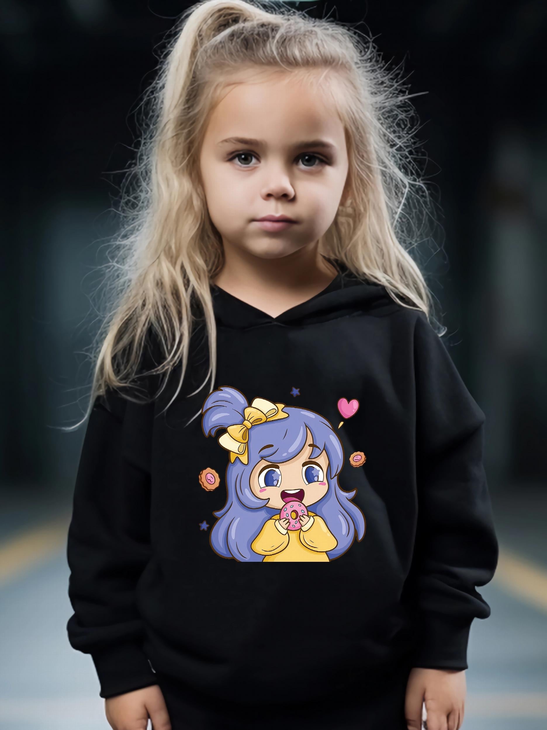 Cartoon Girl Print 2pcs Girls Outfits For Sports Spring Fall Outdoor Gift