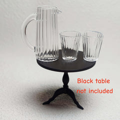 3pcs Glass Pot and Cup Set for 1 6 Dollhouses Transparent Realistic Durable