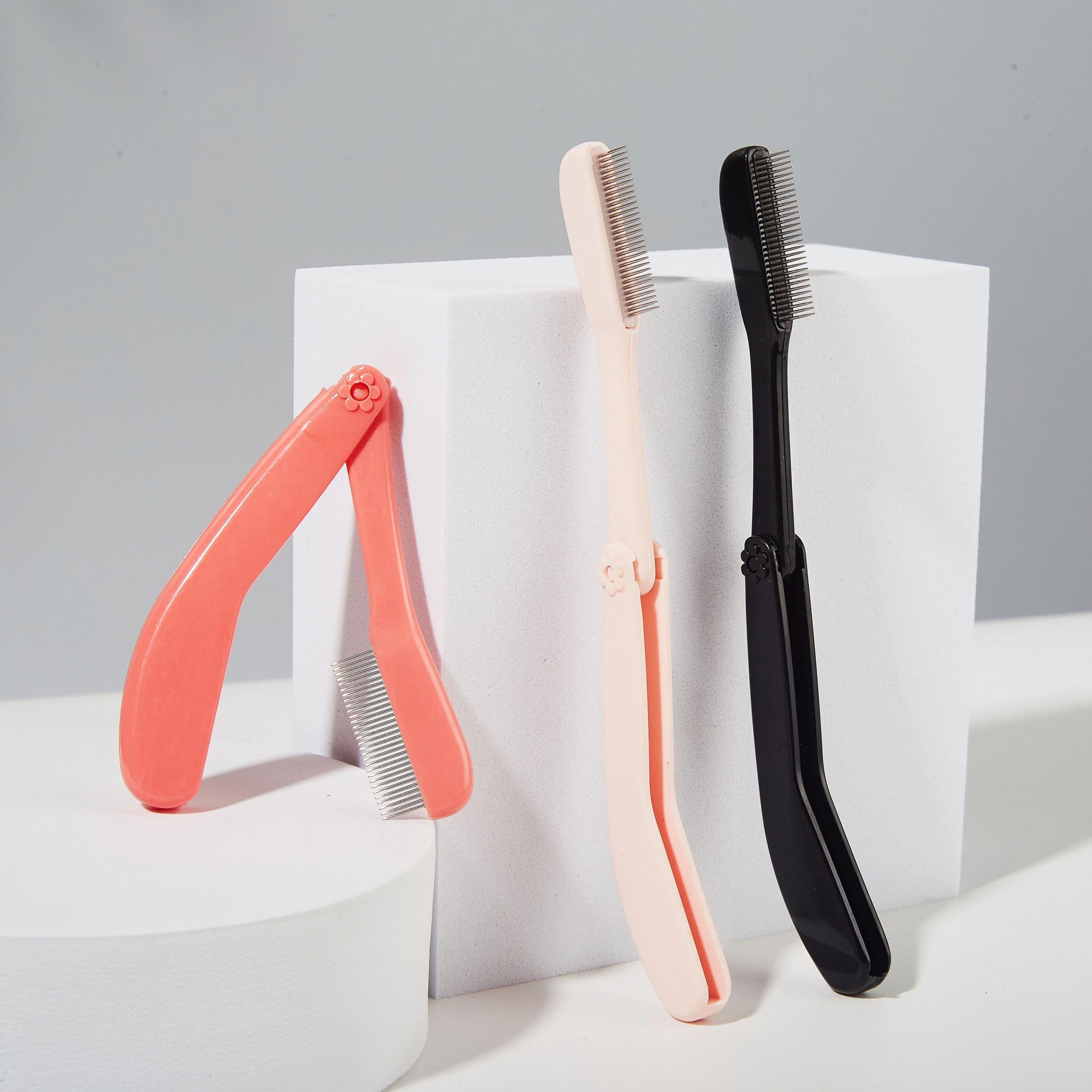 Portable Folding Eyelash Comb Stainless Steel Teeth Mini Metal Eyebrow Comb