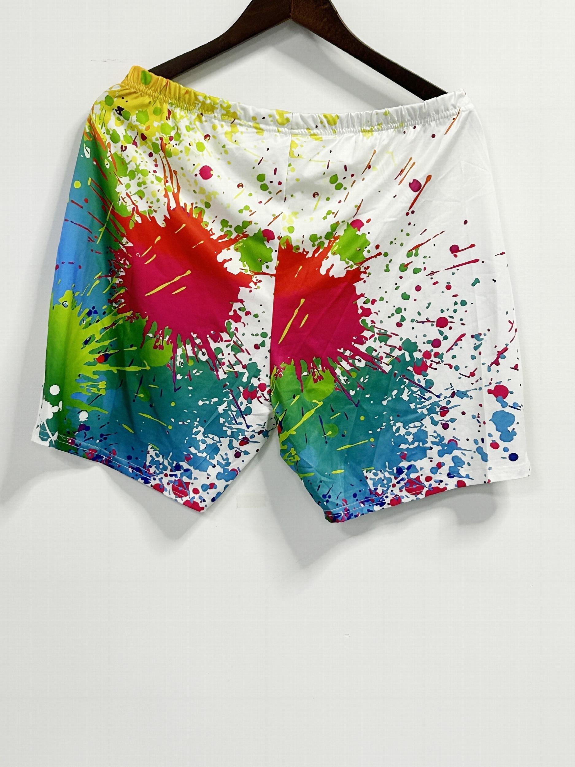 Women's Plus Paint Print Off Shoulder Top & Shorts Set