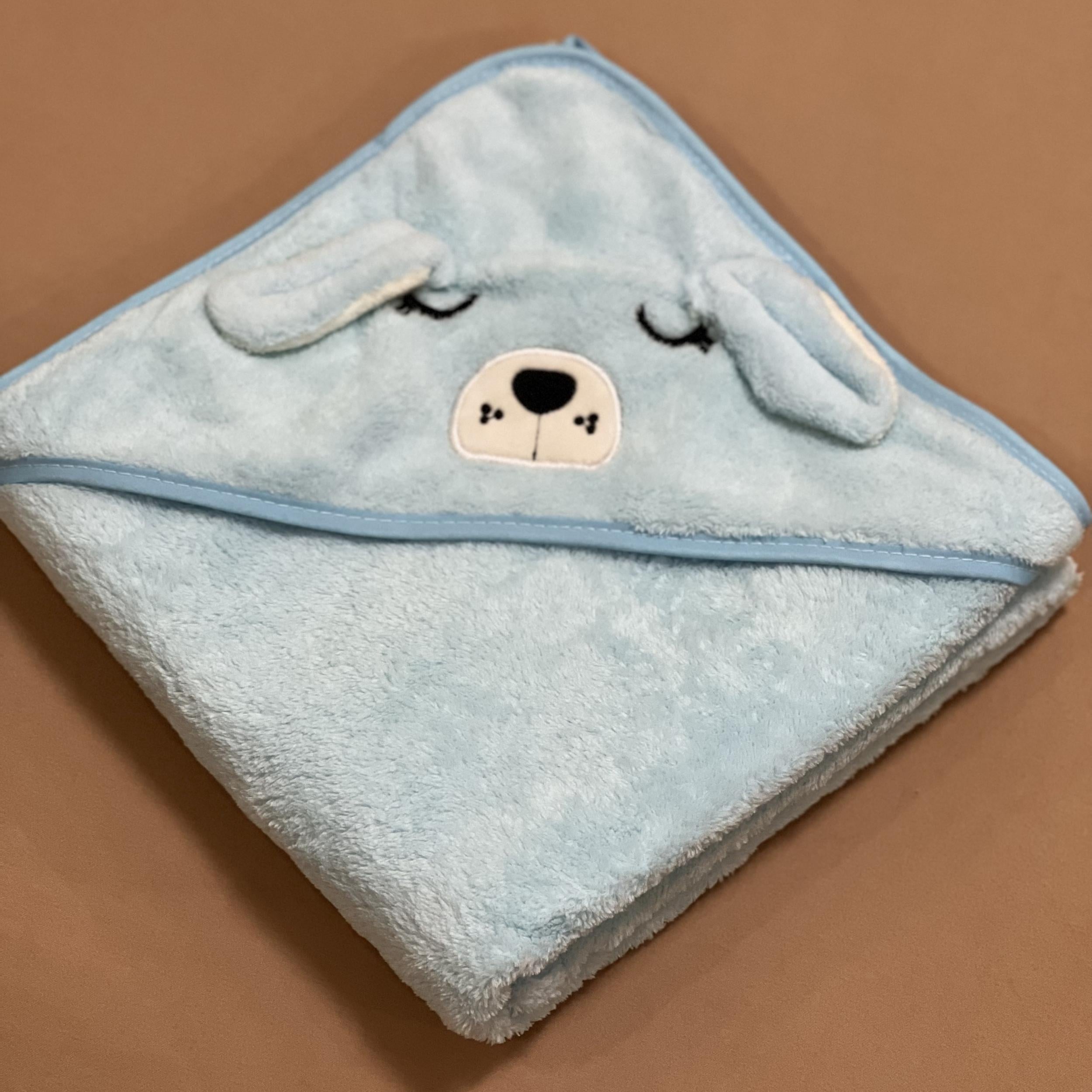 Soft Baby Coral Fleece Hooded Bath Towel for Newborns