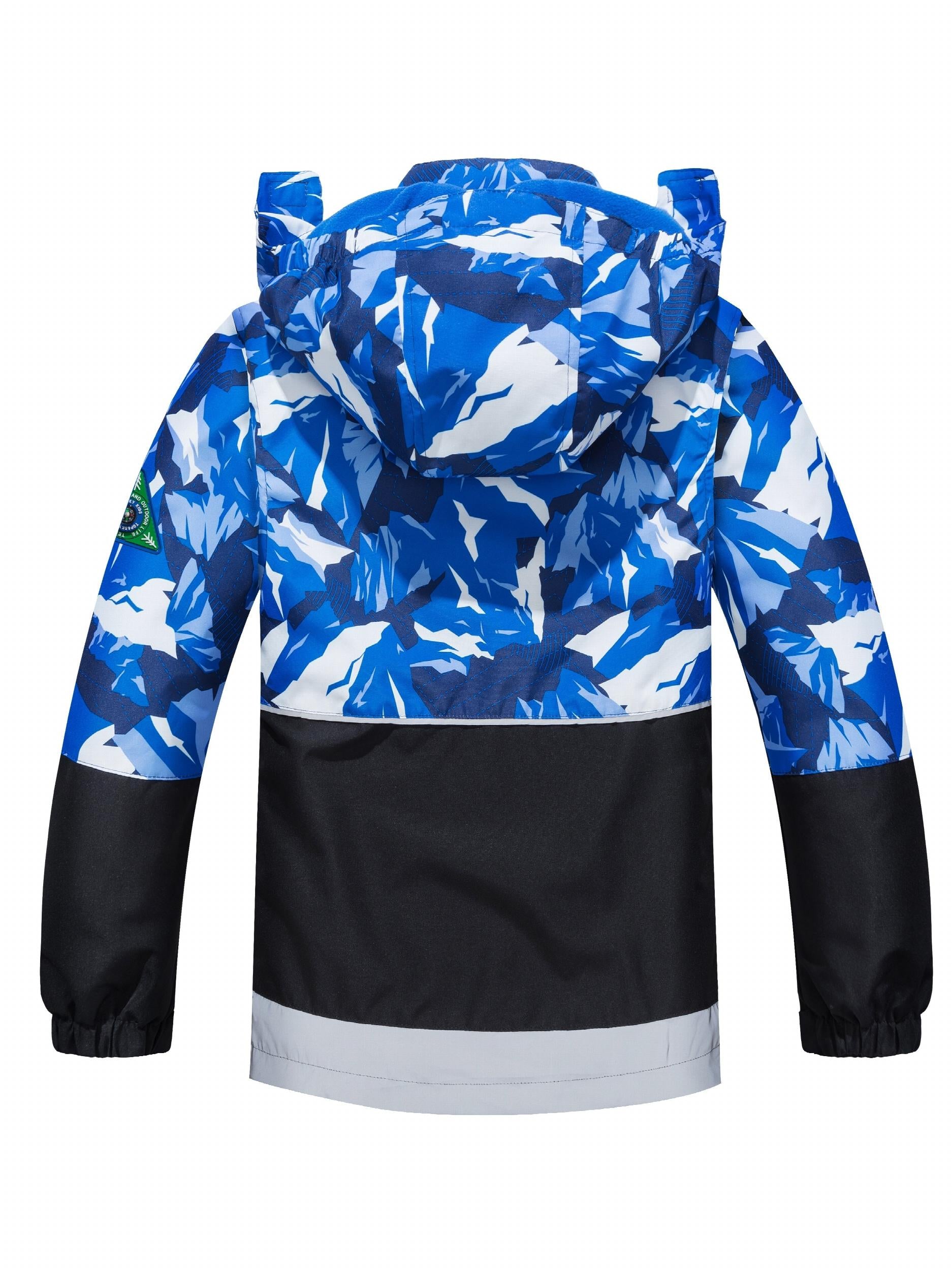Boys Camo Rain Jacket Waterproof Coat With Hood