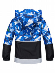 Boys Camo Rain Jacket Waterproof Coat With Hood