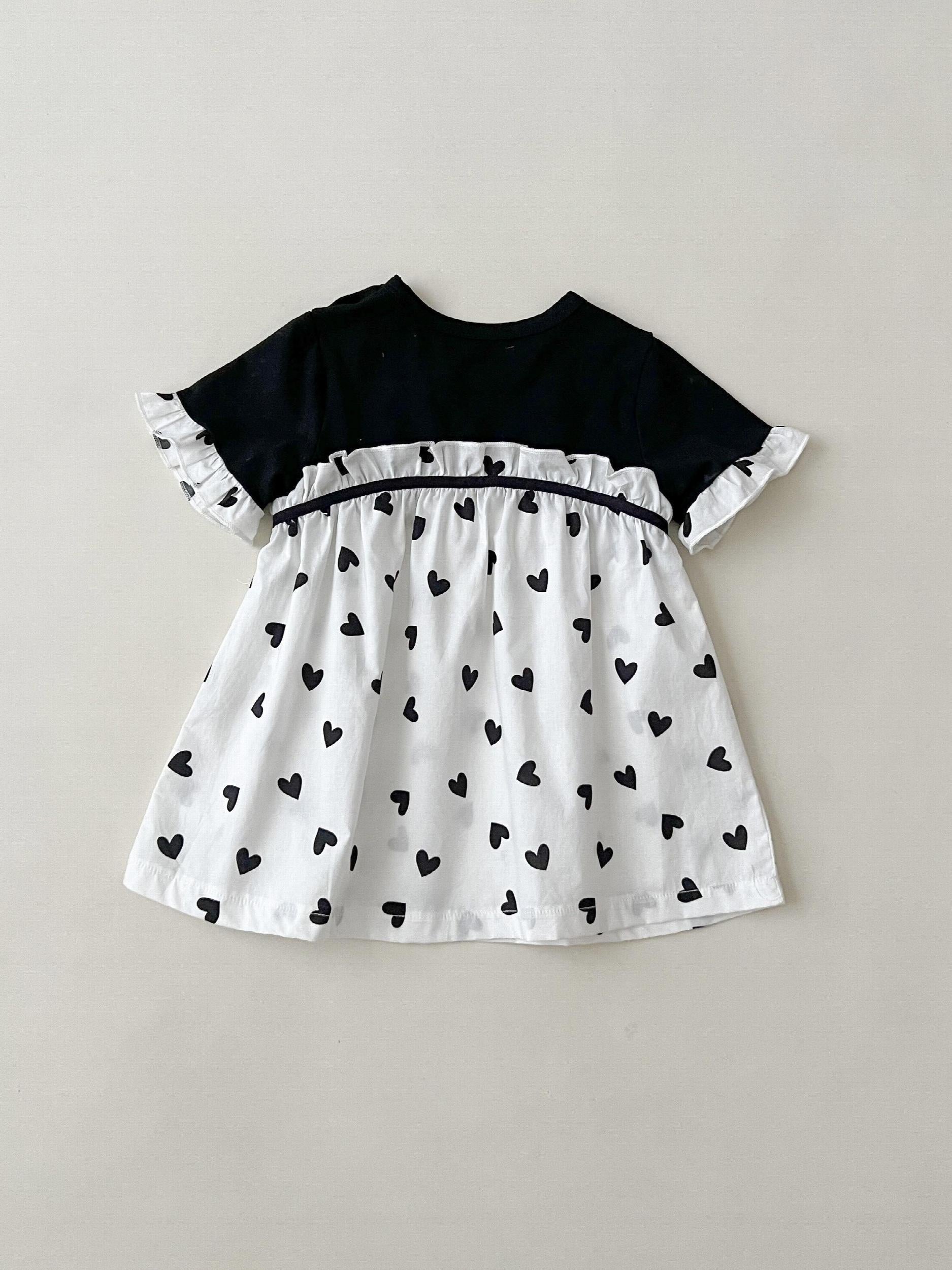 Bow Love Print Casual Dress For Baby Girl