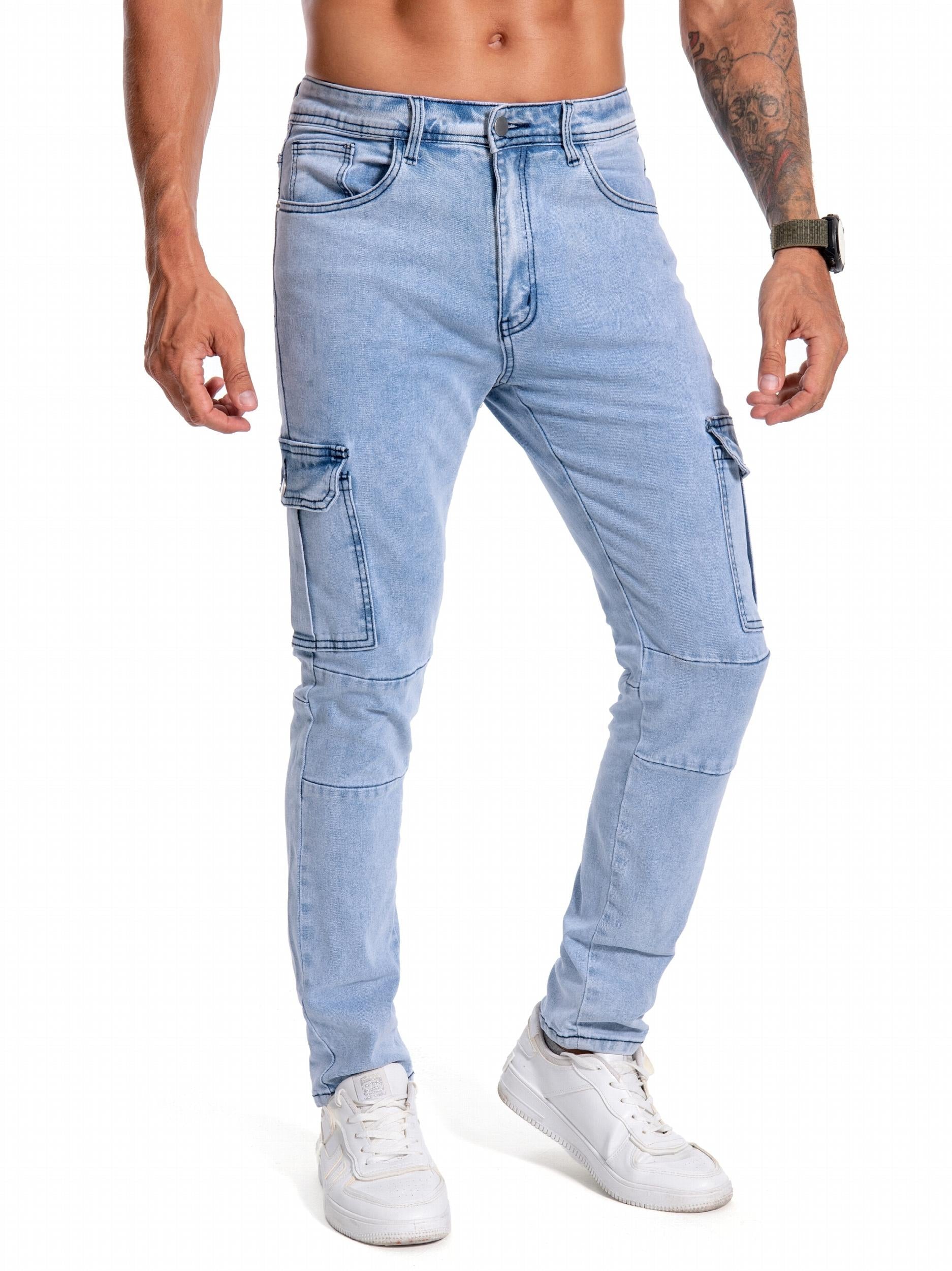 Slim Fit Biker Jeans Men's Street Style Stretch Denim Pants