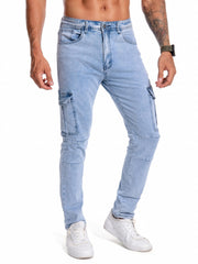 Slim Fit Biker Jeans Men's Street Style Stretch Denim Pants