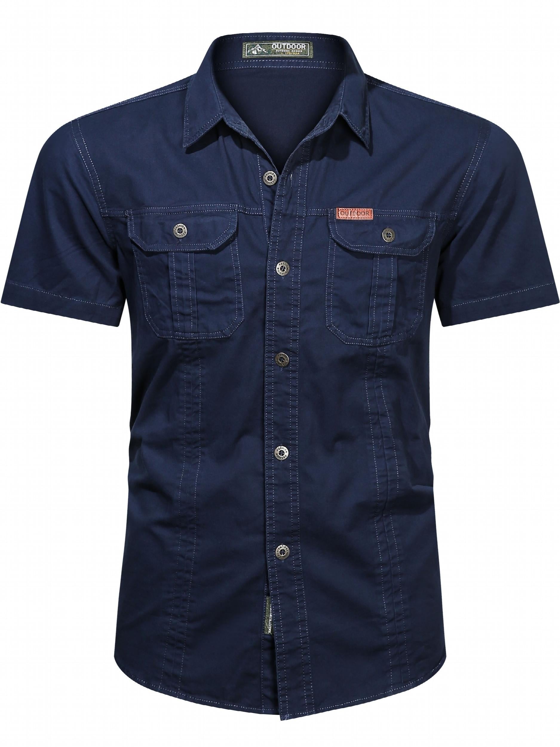 Men s Casual Short Sleeve Cotton Shirt