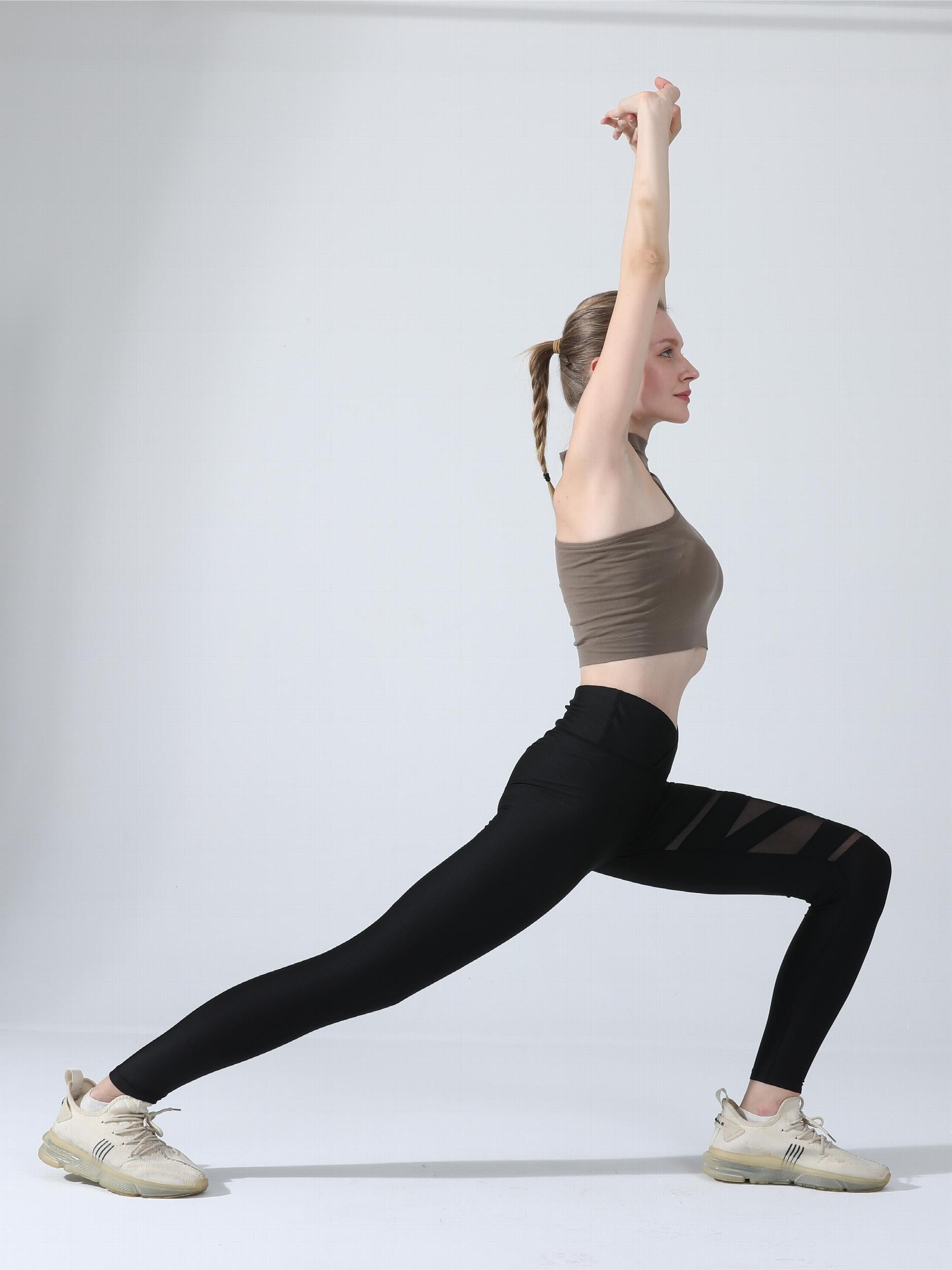 Mesh Contrast Yoga Leggings Workout Running Tight Pants Women