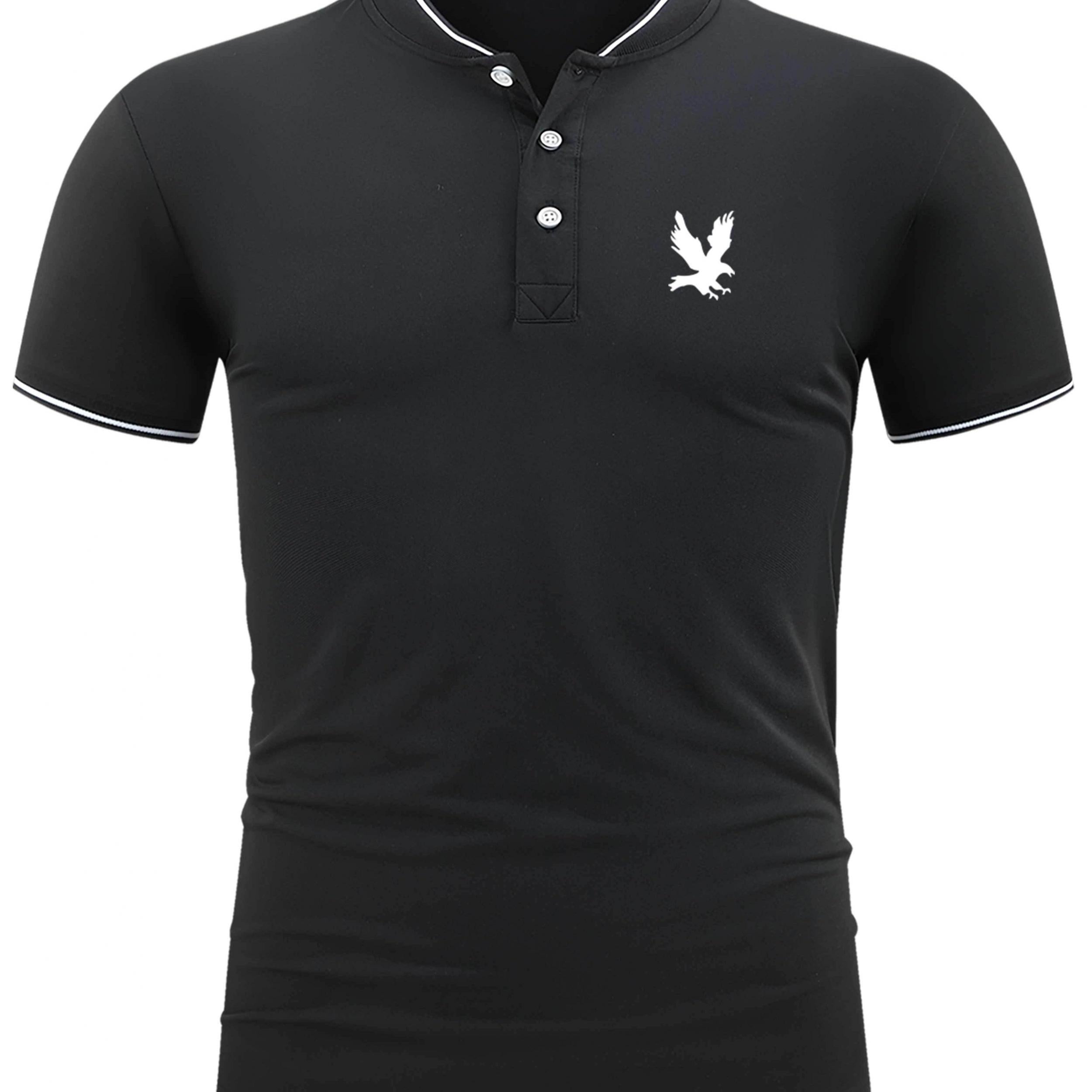 Men's Eagle Print Golf Shirt Short Sleeve Moisture Wicking