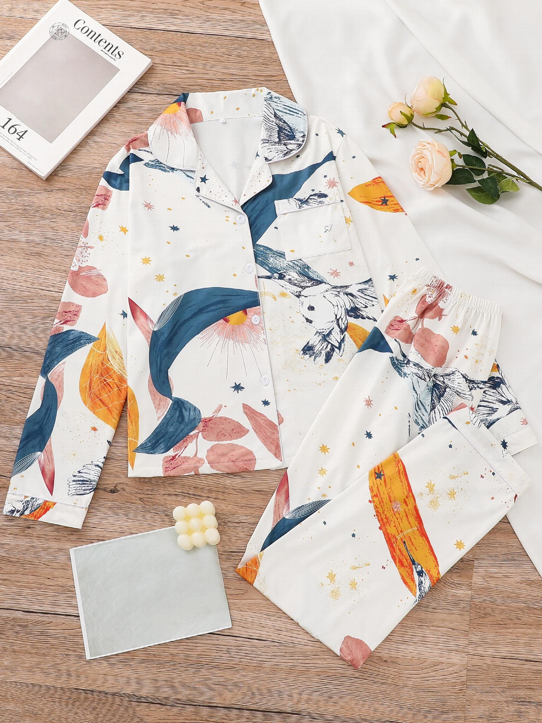 Floral Print Pajama Set Long Sleeve Top & Pants