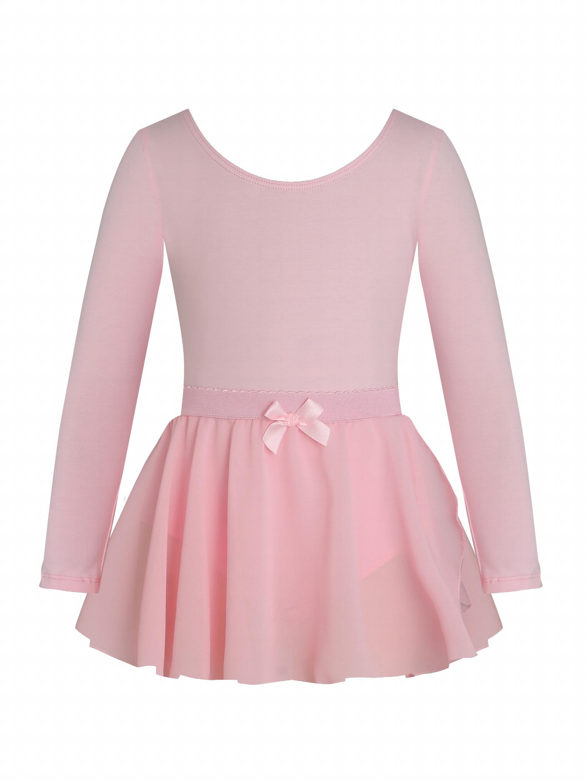 Girls Chiffon Skinny Ballet Dress Long Sleeve Dance Costume