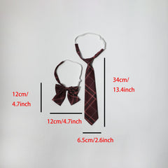 Red Striped Bow Tie Classic Neck Tie College Style Adjustable Bow Tie