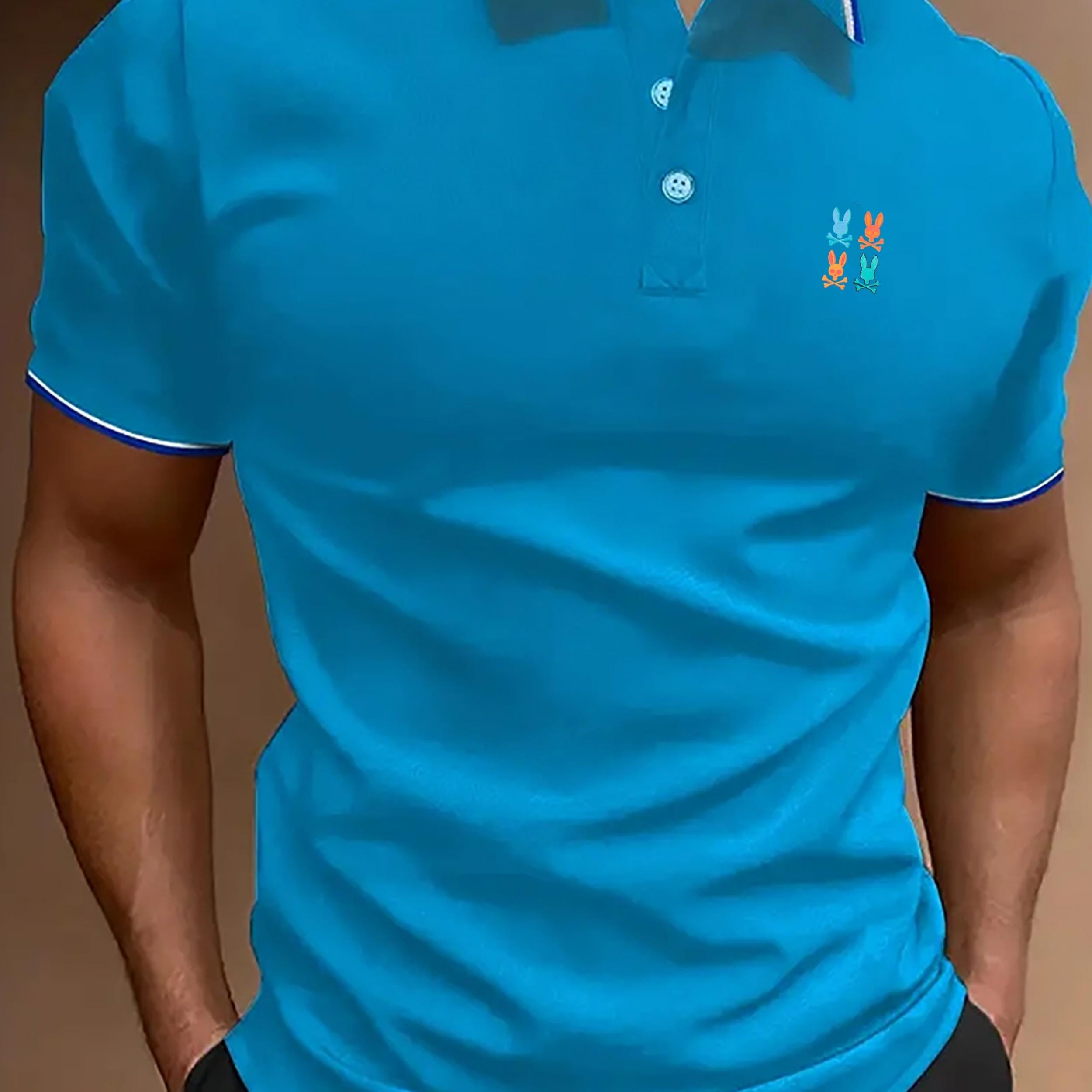 Men's Vintage Polo Shirt Casual Sport Button Up Polo Shirt