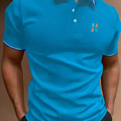 Men's Vintage Polo Shirt Casual Sport Button Up Polo Shirt