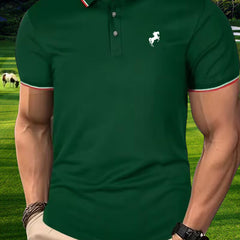 Men's Horse Graphic Shirt Casual Breathable Button-up Short Sleeve Shirt