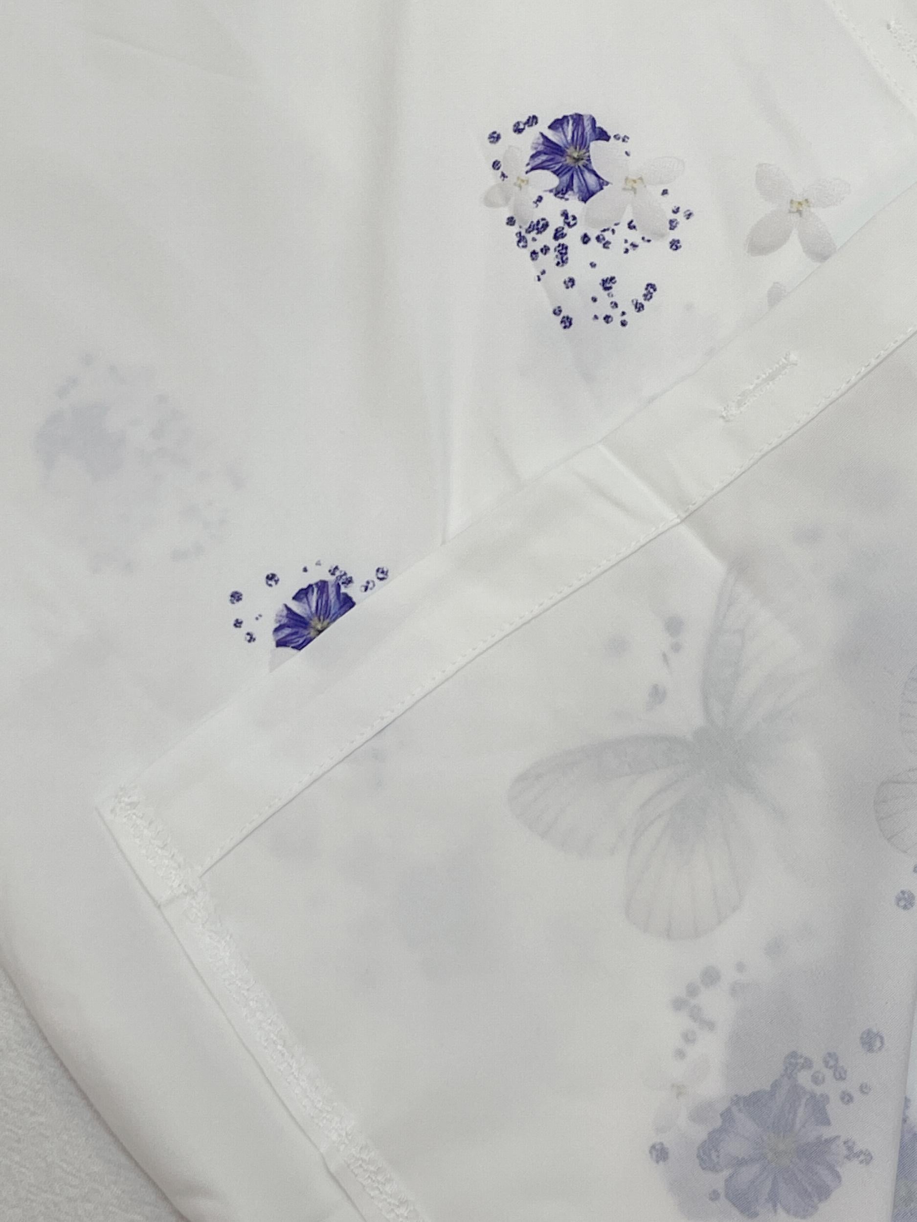 Butterfly & Floral Cap Sleeve Blouse