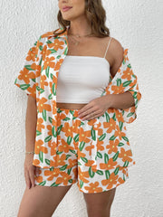 Floral Print Blouse & Shorts Set