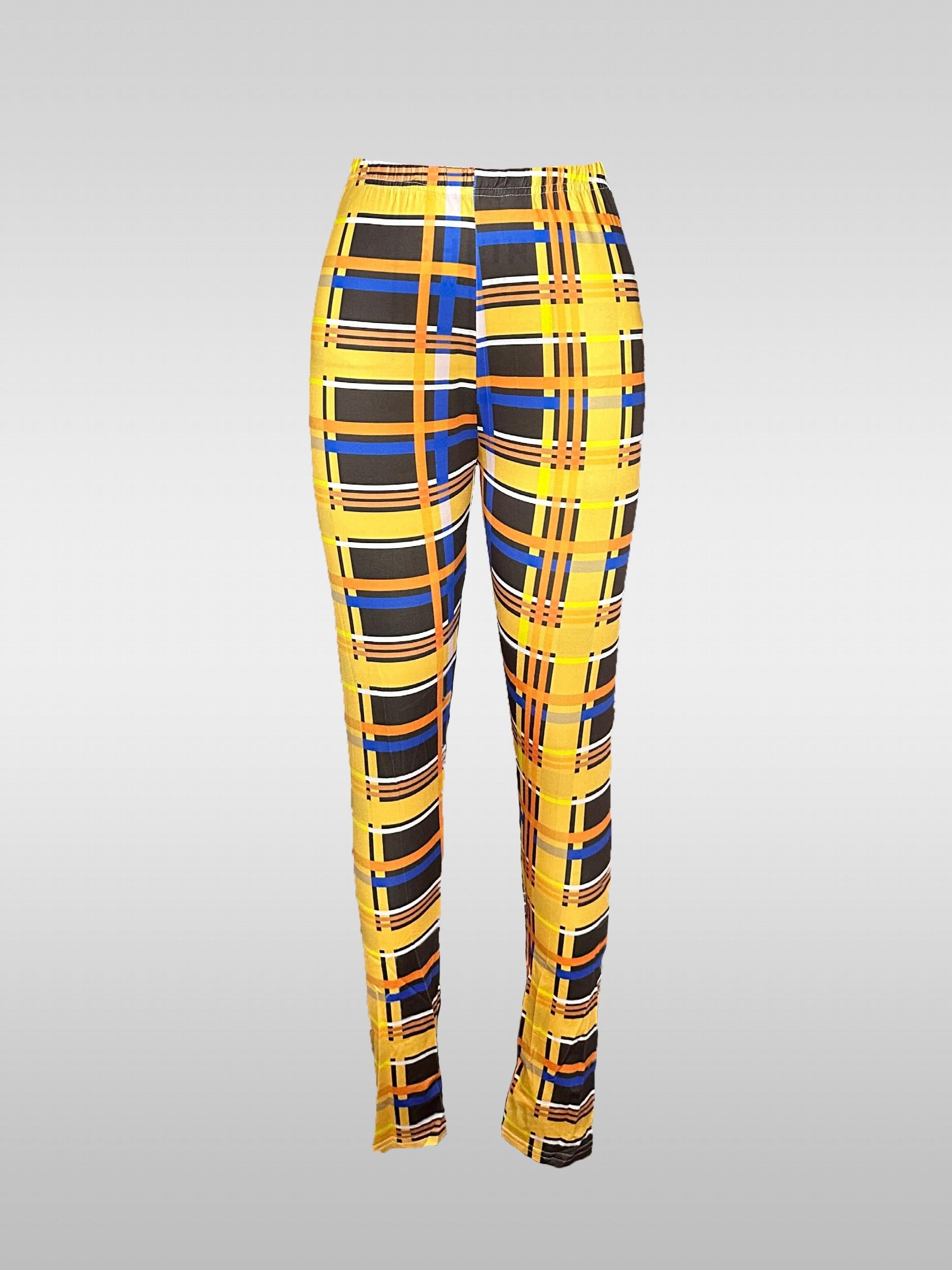 Plaid Elastic Waist Skinny Leggings Casual Every Leggings Women's Clothing