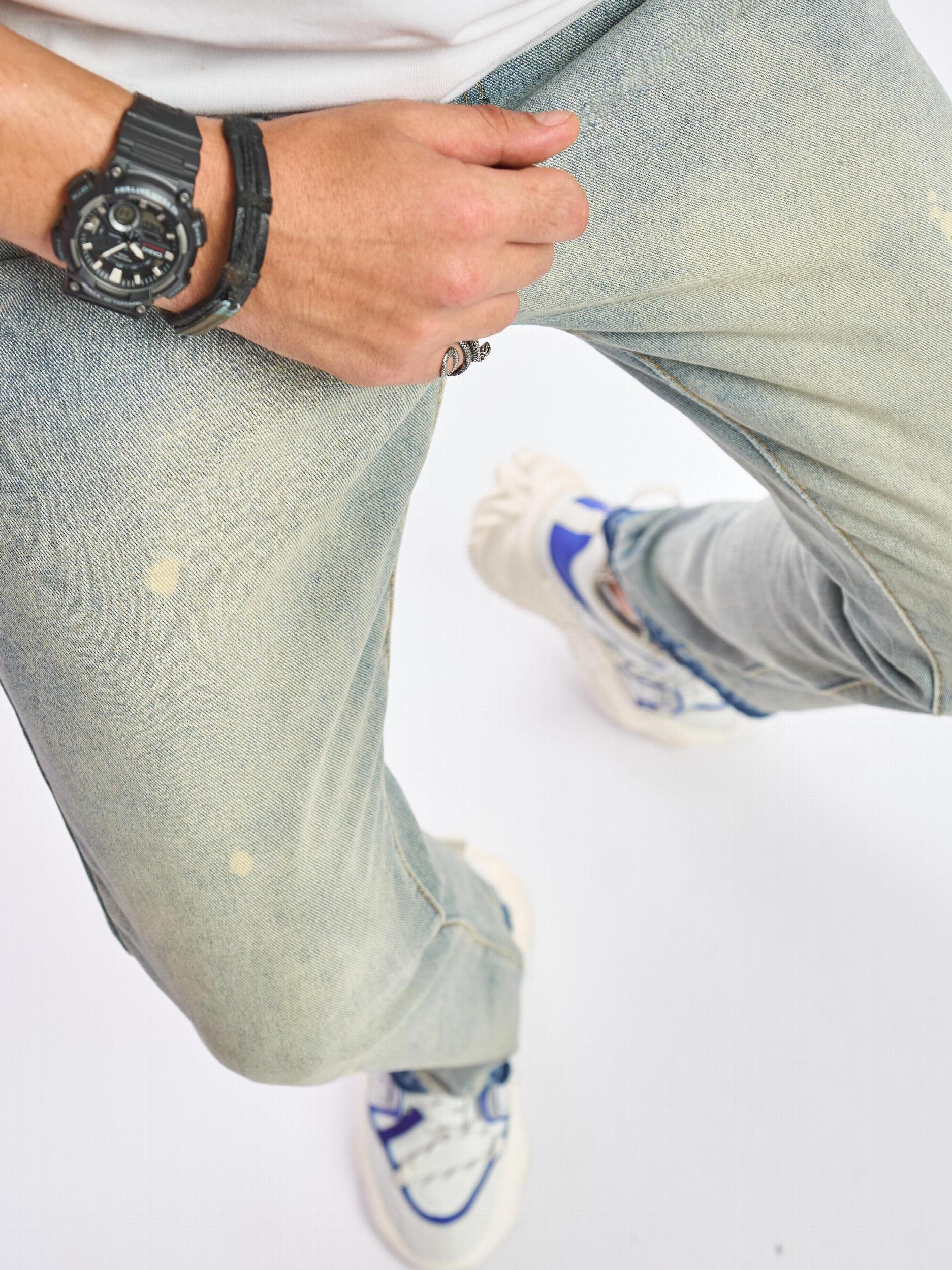 Loose Fit Distressed Denim Jeans Mens Casual Street Style Pants