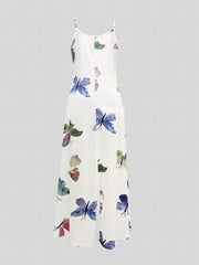 Butterfly Print Spaghetti Strap Dress V Neck Cami Dress