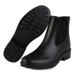 PVC Round Toe Flat Waterproof Rain Boots Comfortable Non Slip Rain Shoes