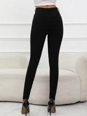 High Waist Slim Fit Pants with Pockets