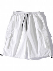 Men's Elastic Waist Cargo Shorts with Pockets for Summer