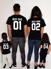 Family Matching T shirts DAD&MOM&SON&DAUGHTER Number And Letter Print