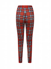 Plaid Print Block Yoga Pants High Stretch Leggings