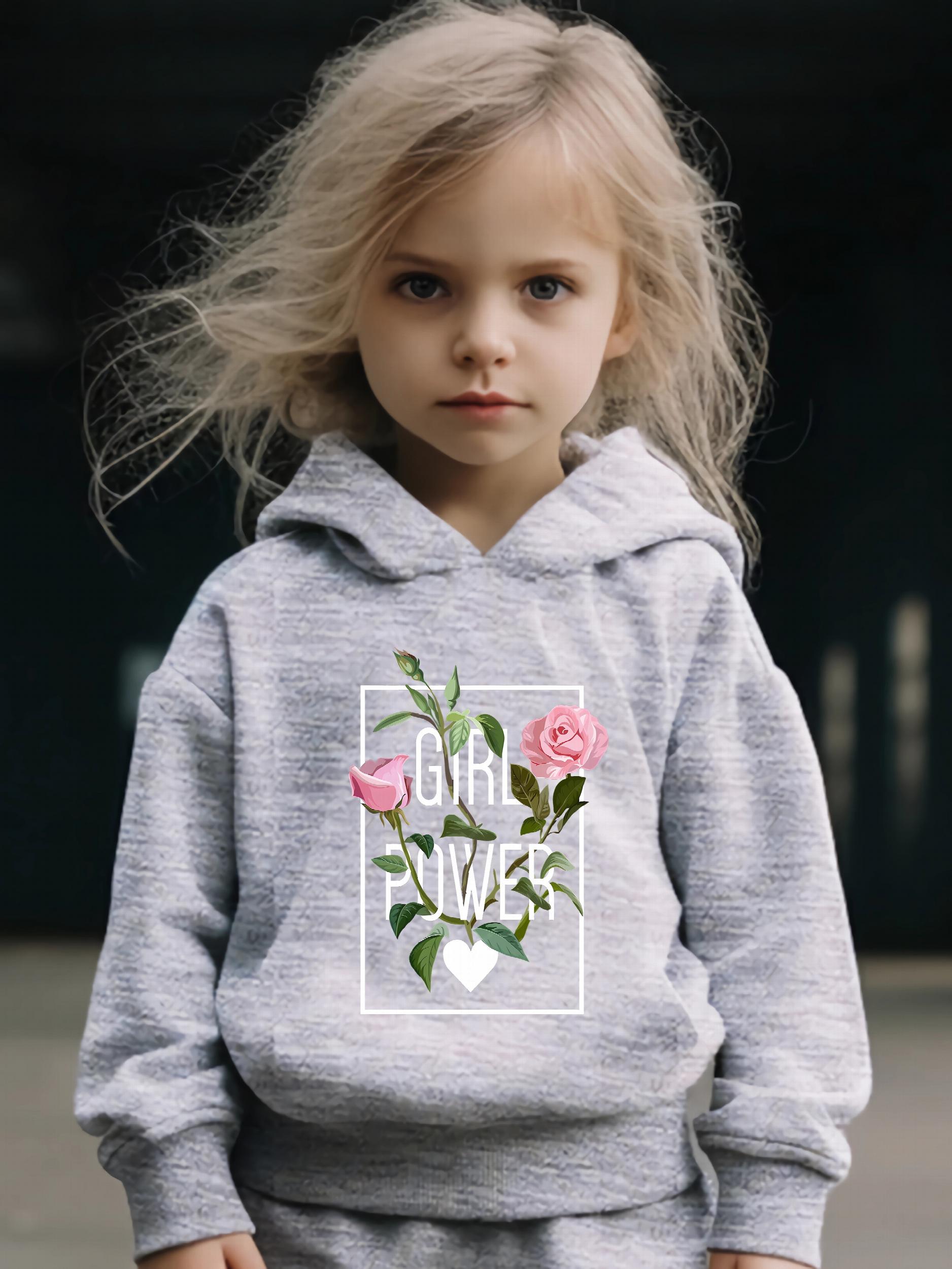 Flower Long Sleeve Hoodie Girls Comfy Sweatshirt