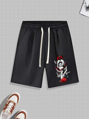 Anime Graphic Pattern Comfy Shorts Men's Casual Elastic Waist Drawstring Shorts