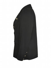 Solid Button Long Sleeve Blazer With Pockets
